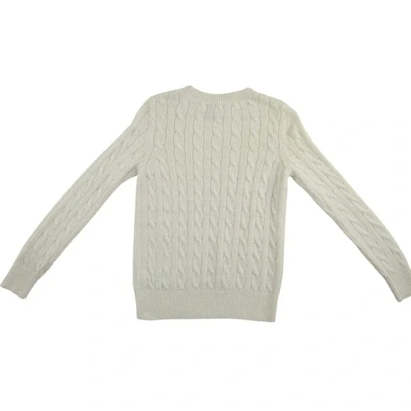 Vineyard Vines Sweater Women's Size XS Ivory Cable Knit Metallic Crew Neck - Picture 3 of 8